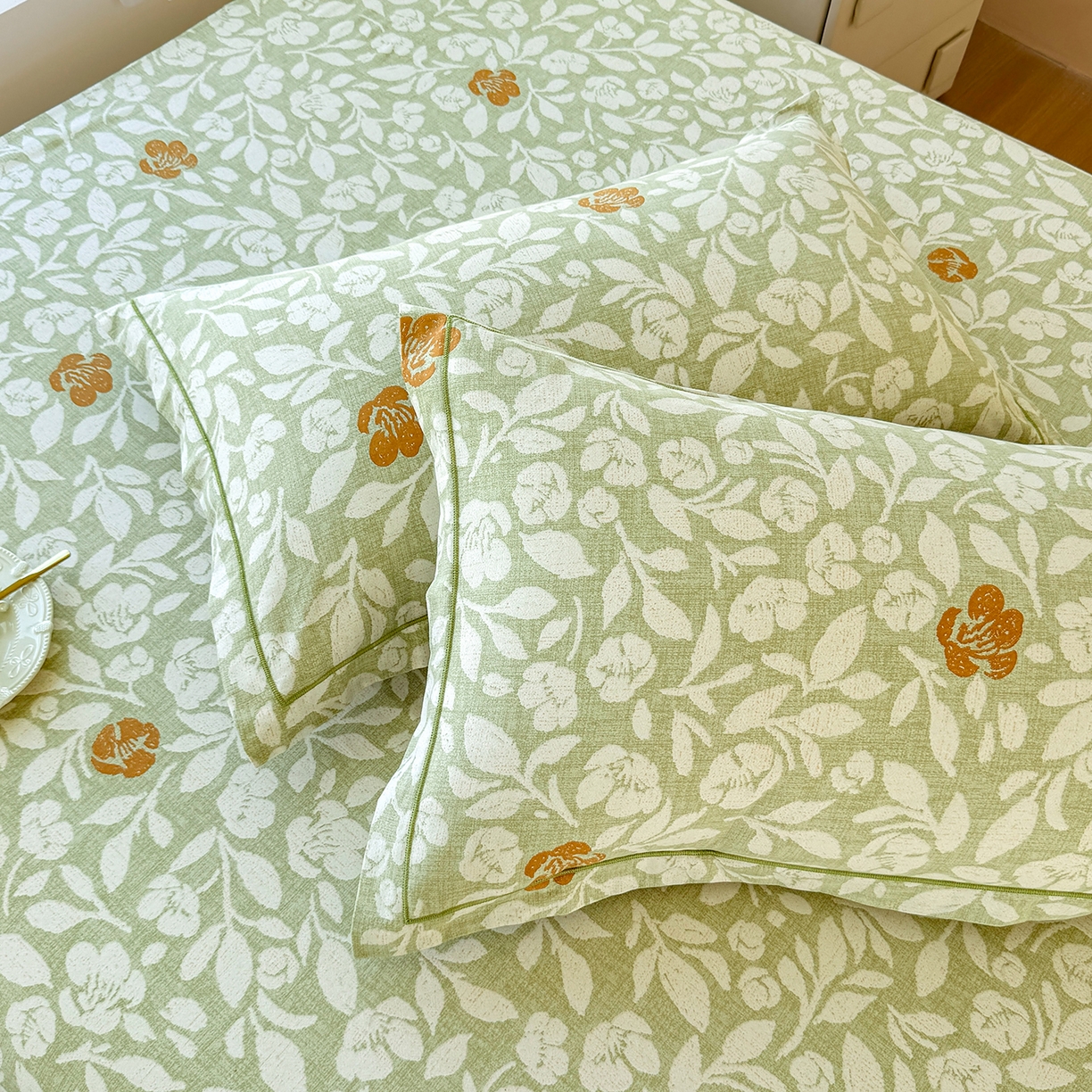 91家纺网 家纺一手货源 找家纺 壹贝家纺 2025新款A类100%全棉纯棉磨毛枕套单枕套枕套单件 芷绿