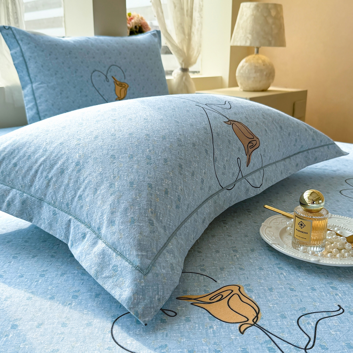 91家纺网 家纺一手货源 找家纺 壹贝家纺 2025新款A类100%全棉纯棉磨毛枕套单枕套枕套单件 小香玉-蓝