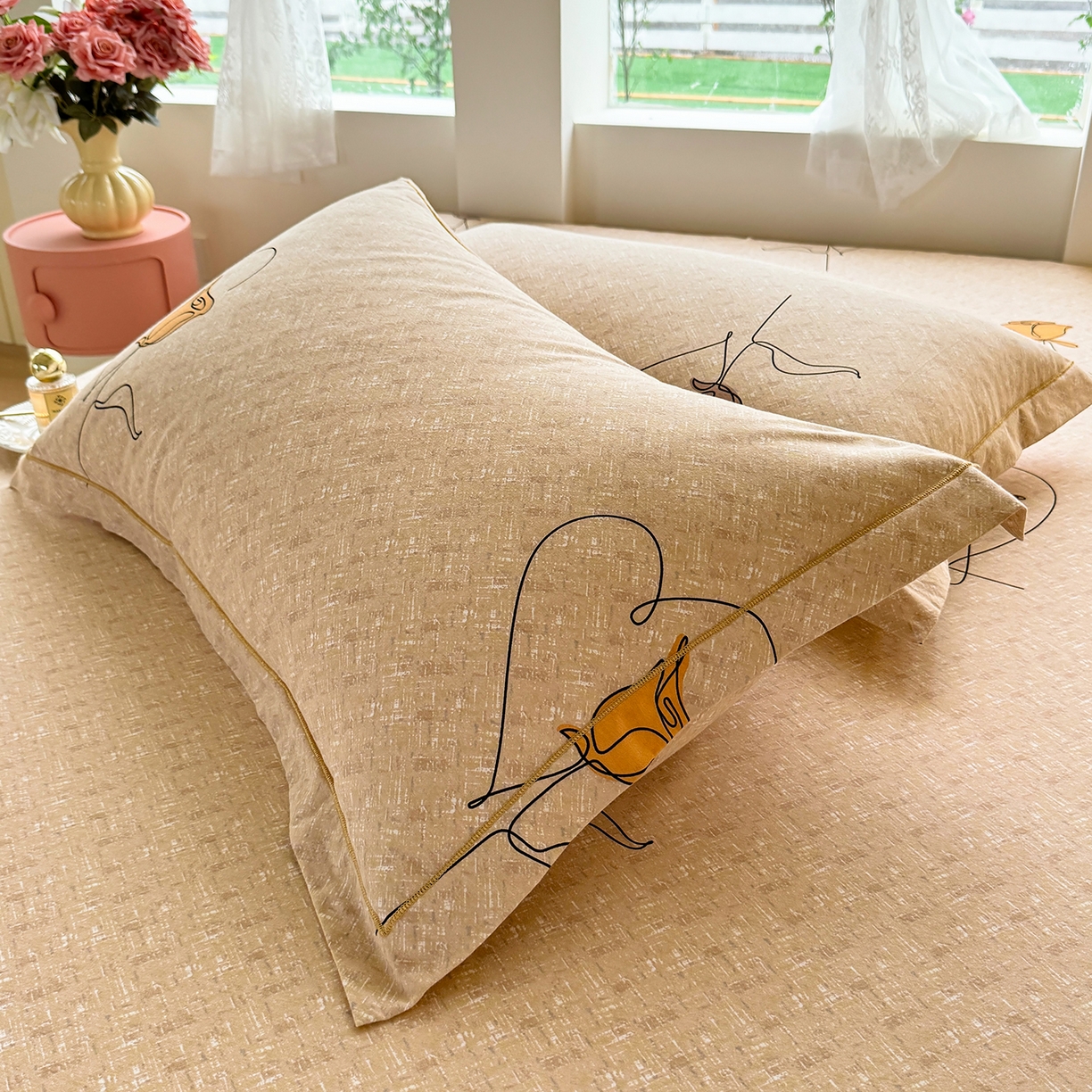 91家纺网 家纺一手货源 找家纺 壹贝家纺 2025新款A类100%全棉纯棉磨毛枕套单枕套枕套单件 小香玉-咖