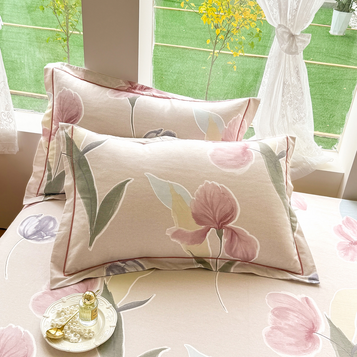 壹贝家纺 2025新款A类100%全棉纯棉磨毛枕套单枕套枕套单件 奈美