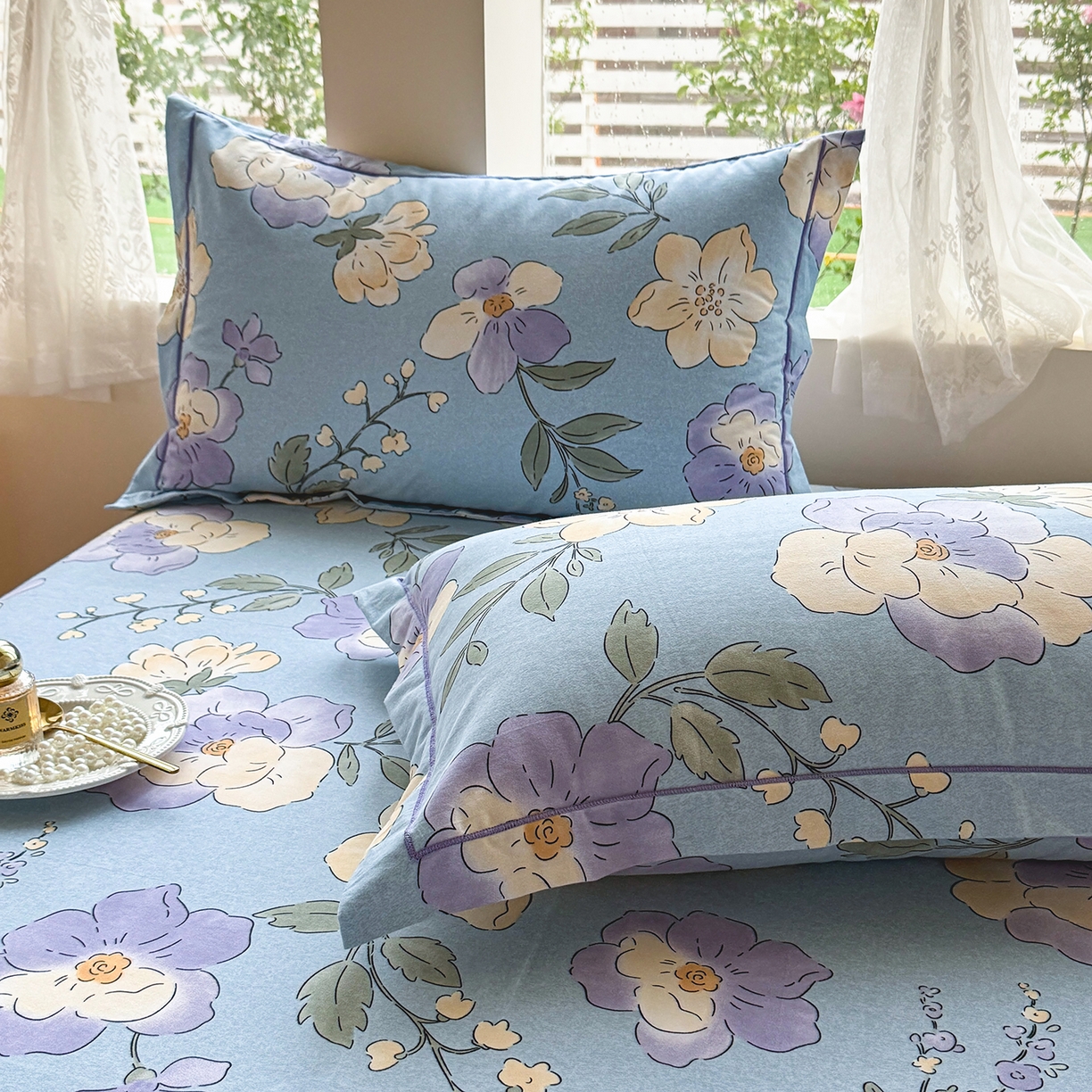 91家纺网 家纺一手货源 找家纺 壹贝家纺 2025新款A类100%全棉纯棉磨毛枕套单枕套枕套单件 莫奈花园