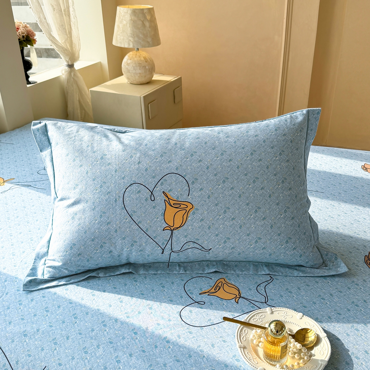 91家纺网 家纺一手货源 找家纺 壹贝家纺 2025新款A类100%全棉纯棉磨毛枕套单枕套枕套单件 小香玉-蓝