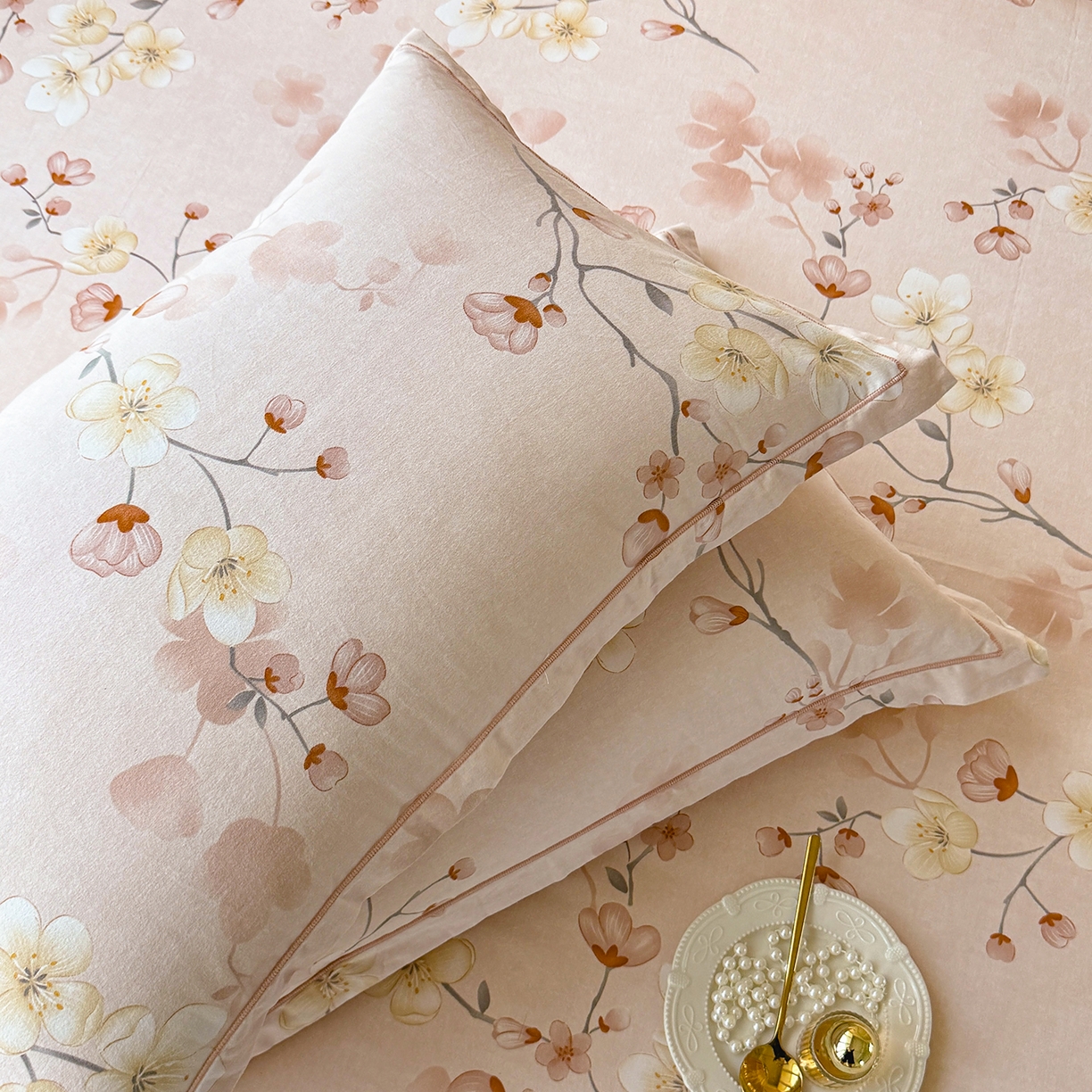 91家纺网 家纺一手货源 找家纺 壹贝家纺 2025新款A类100%全棉纯棉磨毛枕套单枕套枕套单件 十里桃花