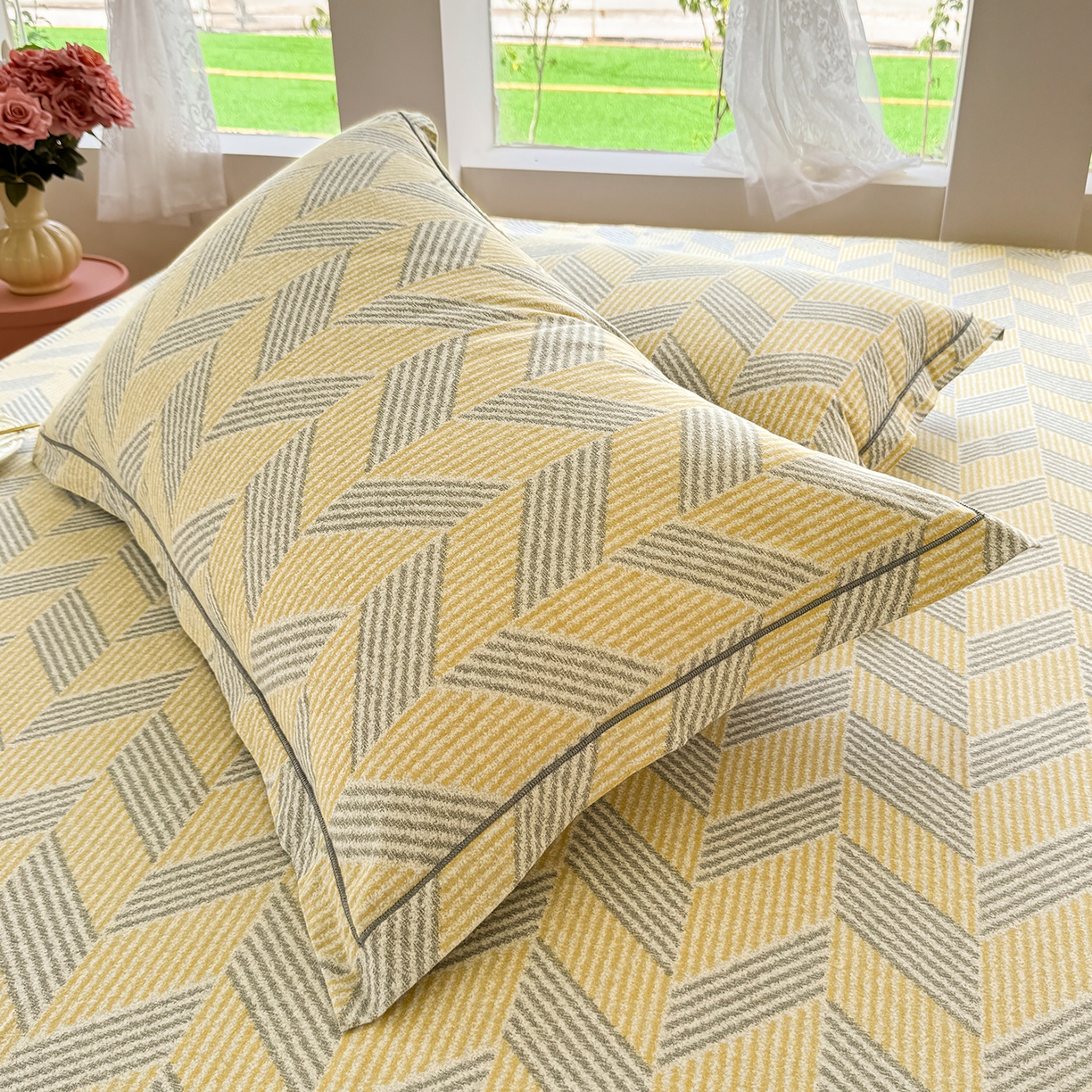 91家纺网 家纺一手货源 找家纺 壹贝家纺 2025新款A类100%全棉纯棉磨毛枕套单枕套枕套单件 施华-灰