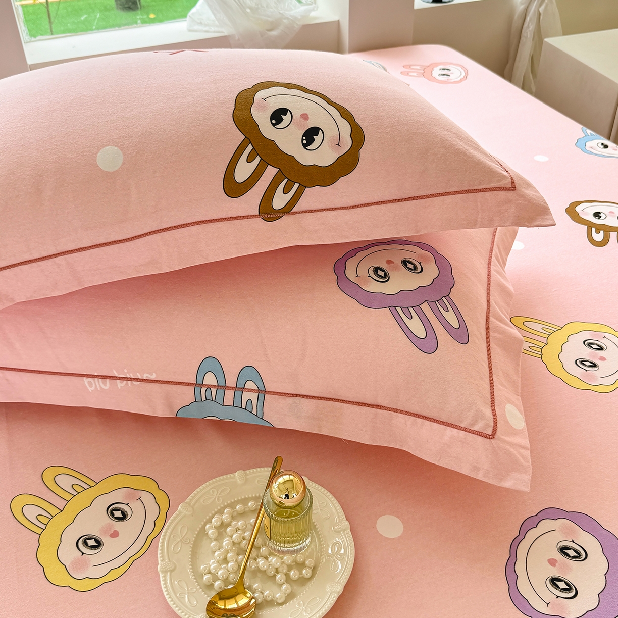 91家纺网 家纺一手货源 找家纺 壹贝家纺 2025新款A类100%全棉纯棉磨毛枕套单枕套枕套单件 拉多-粉