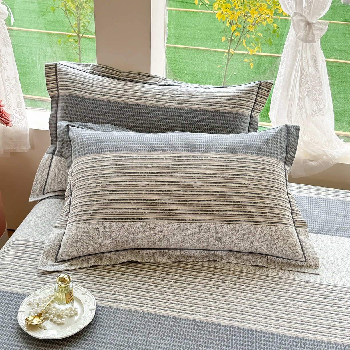 壹贝家纺 2025新款A类100%全棉纯棉磨毛枕套单枕套枕套单件 亚马-灰