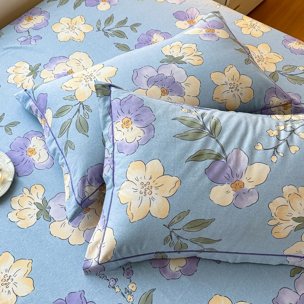 91家纺网 家纺一手货源 找家纺 壹贝家纺 2025新款A类100%全棉纯棉磨毛枕套单枕套枕套单件 莫奈花园