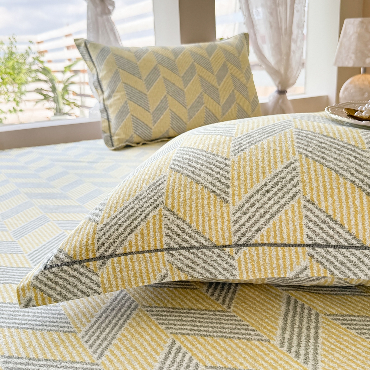 91家纺网 家纺一手货源 找家纺 壹贝家纺 2025新款A类100%全棉纯棉磨毛枕套单枕套枕套单件 施华-灰