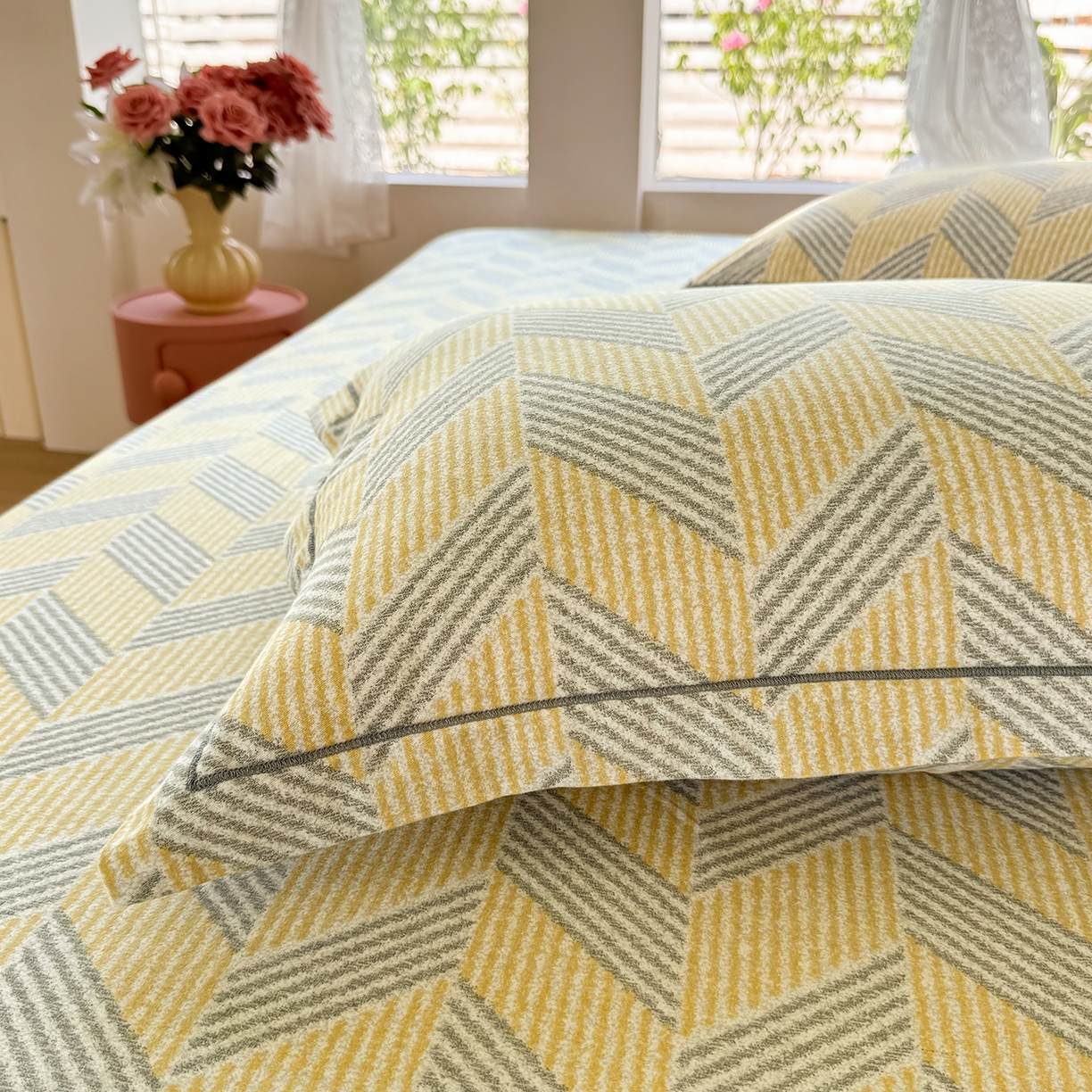 91家纺网 家纺一手货源 找家纺 壹贝家纺 2025新款A类100%全棉纯棉磨毛枕套单枕套枕套单件 施华-灰