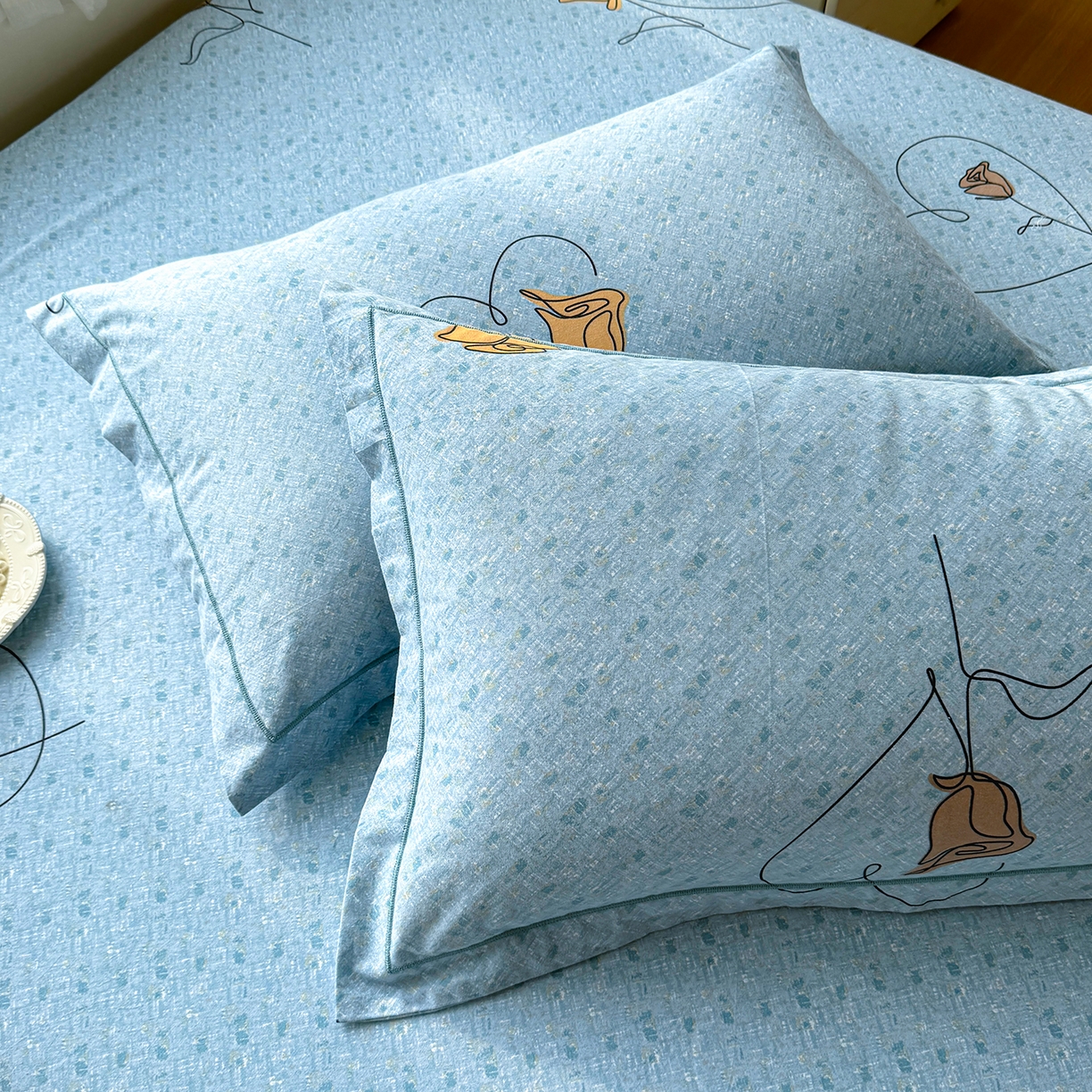 91家纺网 家纺一手货源 找家纺 壹贝家纺 2025新款A类100%全棉纯棉磨毛枕套单枕套枕套单件 小香玉-蓝