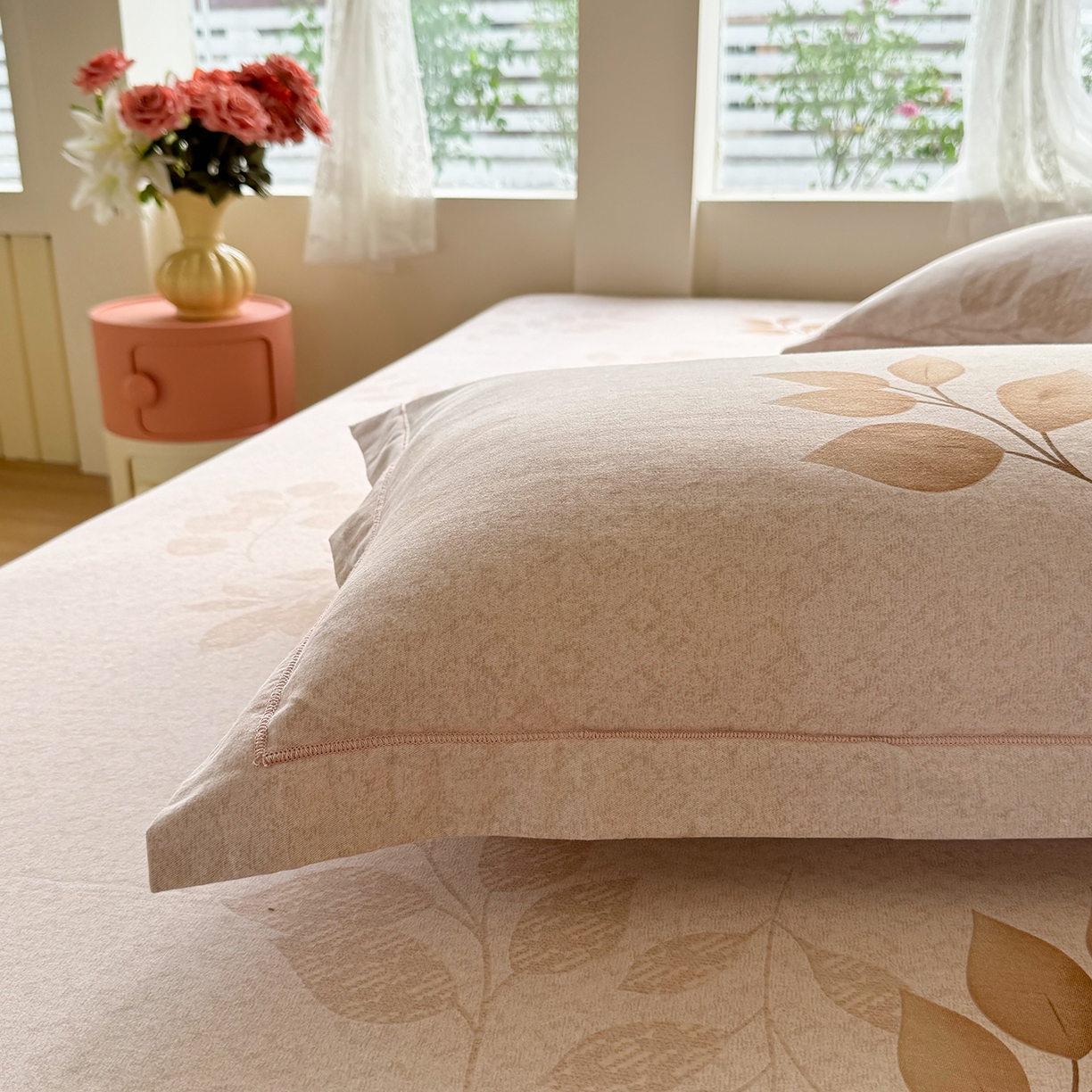 91家纺网 家纺一手货源 找家纺 壹贝家纺 2025新款A类100%全棉纯棉磨毛枕套单枕套枕套单件 叶白