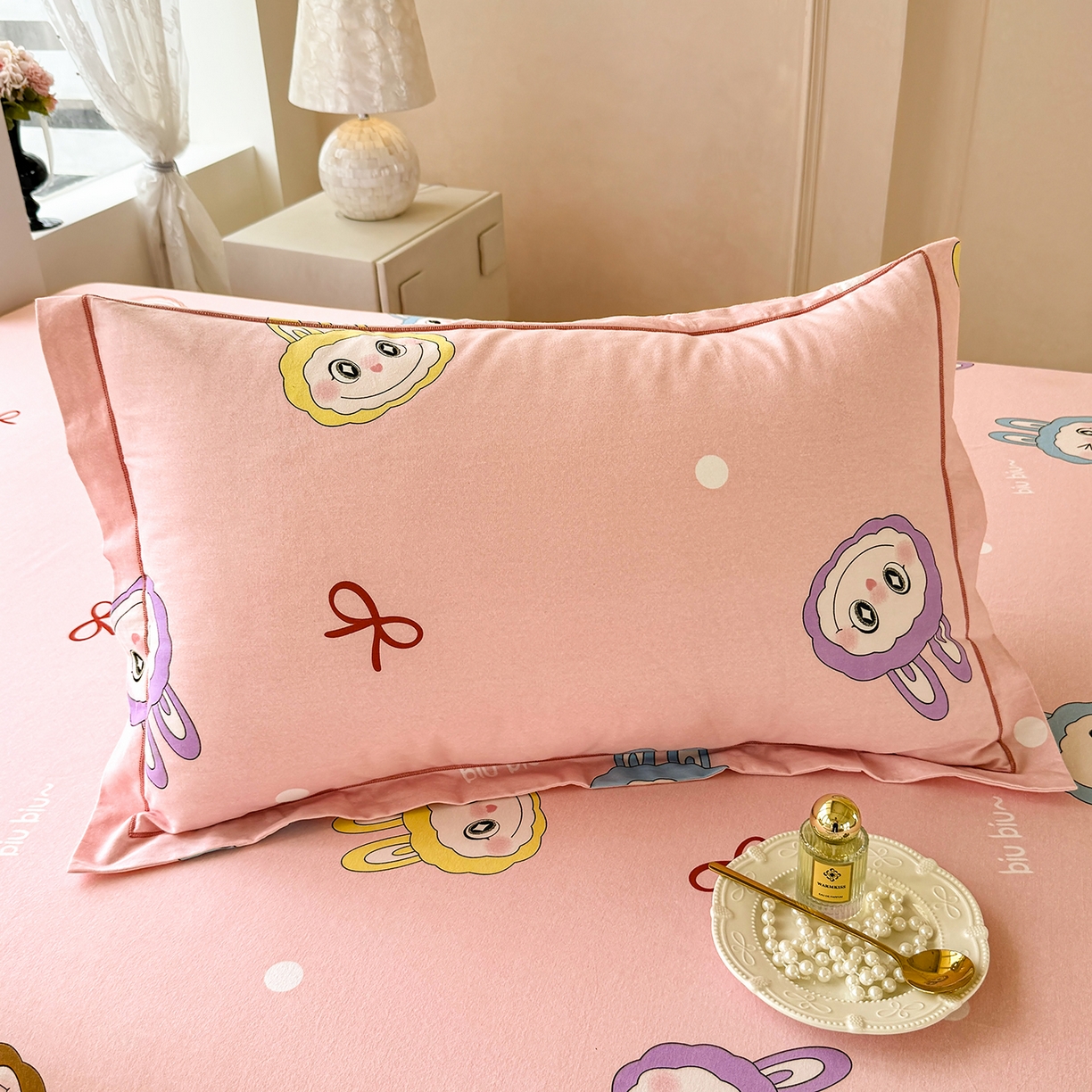 91家纺网 家纺一手货源 找家纺 壹贝家纺 2025新款A类100%全棉纯棉磨毛枕套单枕套枕套单件 拉多-粉