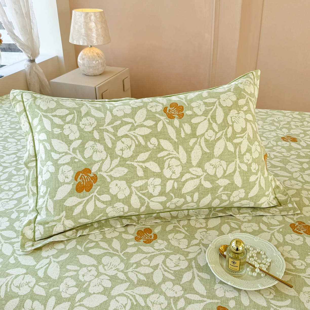 91家纺网 家纺一手货源 找家纺 壹贝家纺 2025新款A类100%全棉纯棉磨毛枕套单枕套枕套单件 芷绿