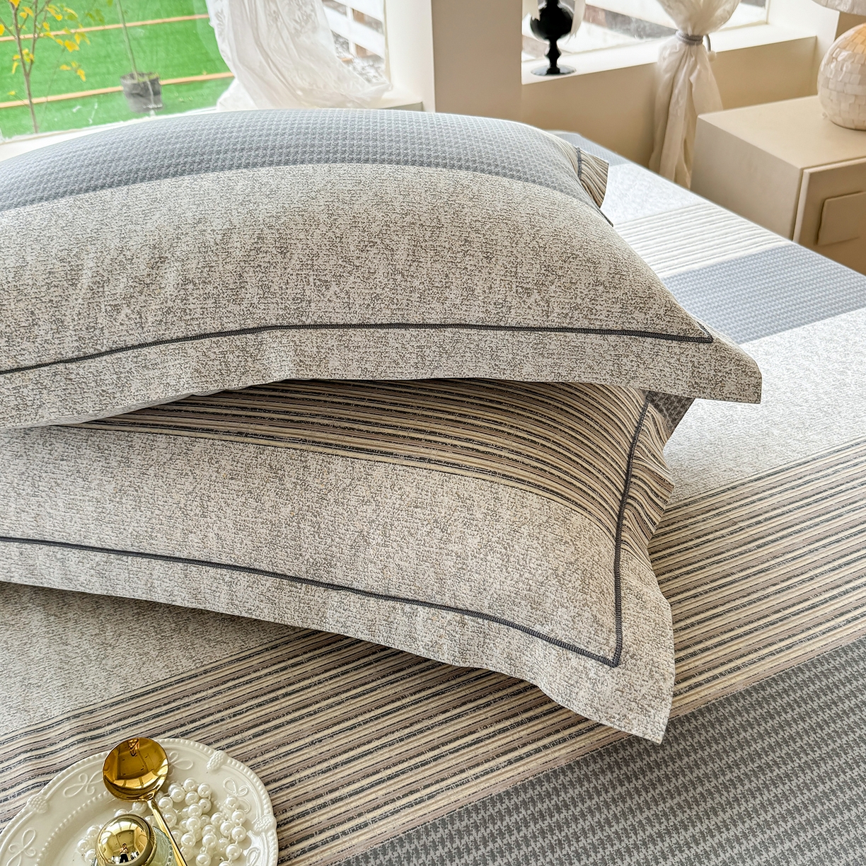 91家纺网 家纺一手货源 找家纺 壹贝家纺 2025新款A类100%全棉纯棉磨毛枕套单枕套枕套单件 亚马-灰