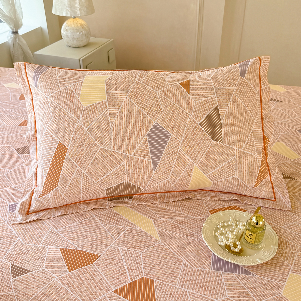 91家纺网 家纺一手货源 找家纺 壹贝家纺 2025新款A类100%全棉纯棉磨毛枕套单枕套枕套单件 记忆碎片-咖