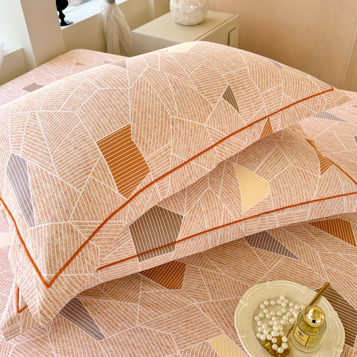 91家纺网 家纺一手货源 找家纺 壹贝家纺 2025新款A类100%全棉纯棉磨毛枕套单枕套枕套单件 记忆碎片-咖