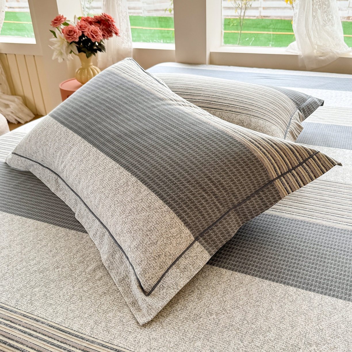 91家纺网 家纺一手货源 找家纺 壹贝家纺 2025新款A类100%全棉纯棉磨毛枕套单枕套枕套单件 亚马-灰