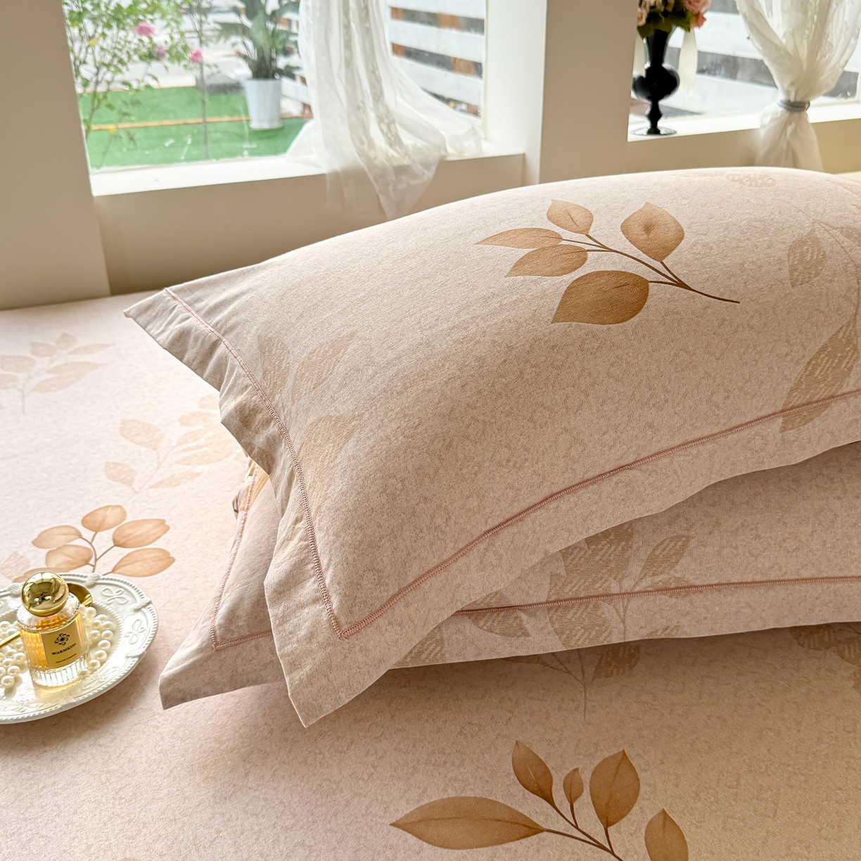 91家纺网 家纺一手货源 找家纺 壹贝家纺 2025新款A类100%全棉纯棉磨毛枕套单枕套枕套单件 叶白