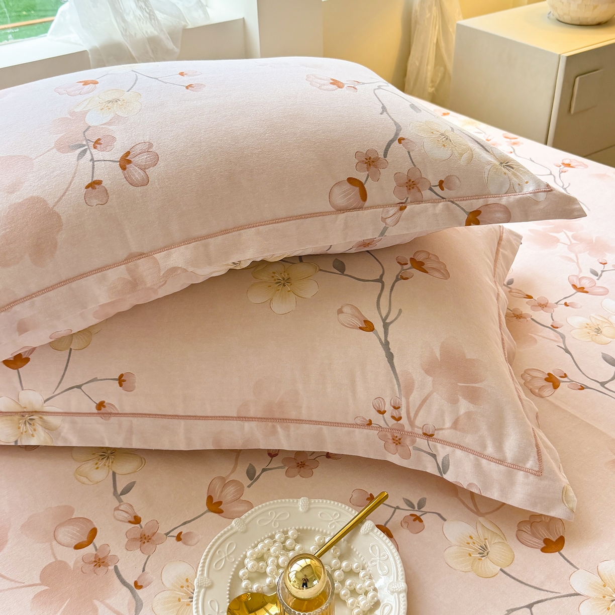 91家纺网 家纺一手货源 找家纺 壹贝家纺 2025新款A类100%全棉纯棉磨毛枕套单枕套枕套单件 十里桃花