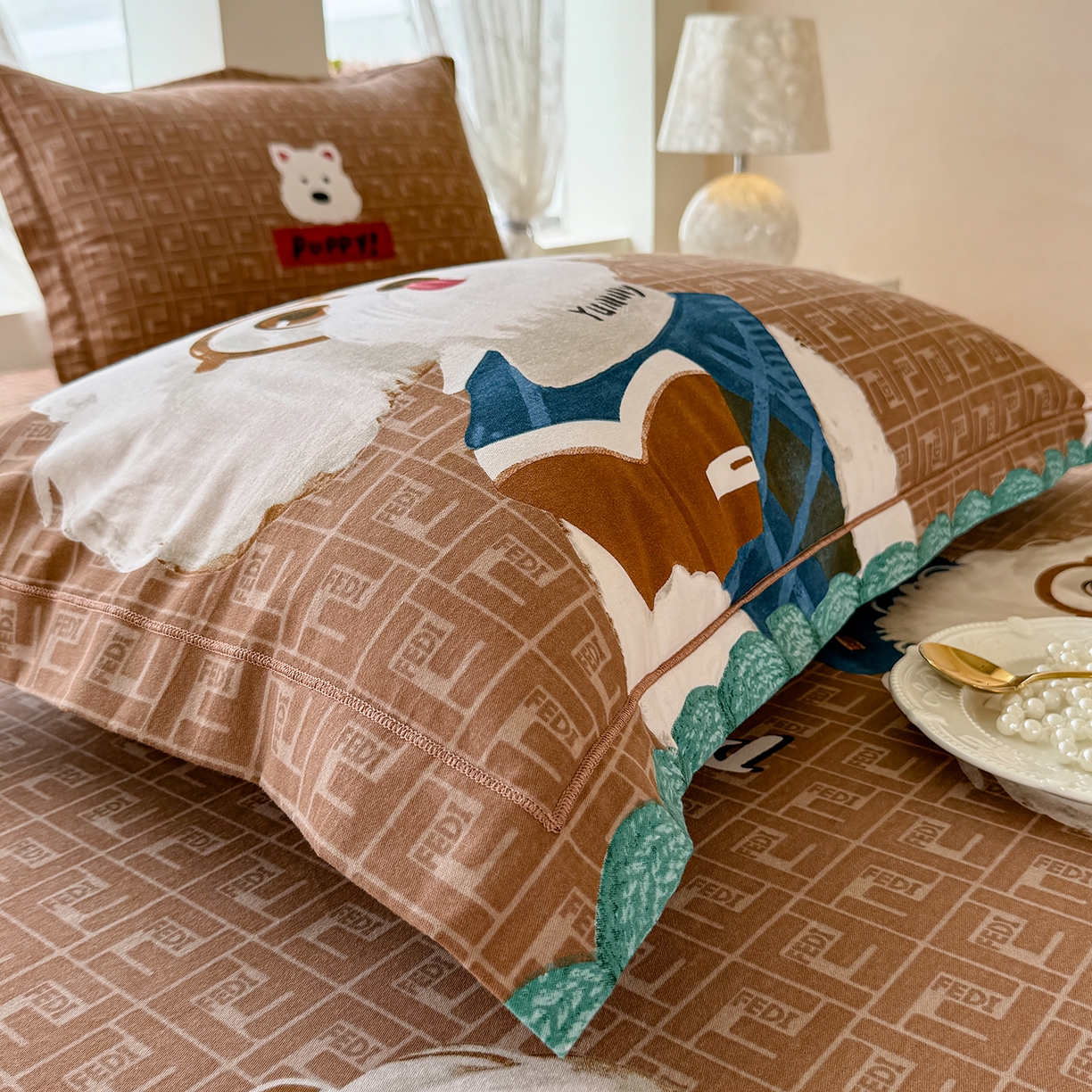 91家纺网 家纺一手货源 找家纺 壹贝家纺 2025新款A类100%全棉纯棉磨毛枕套单枕套枕套单件 凯宝-咖