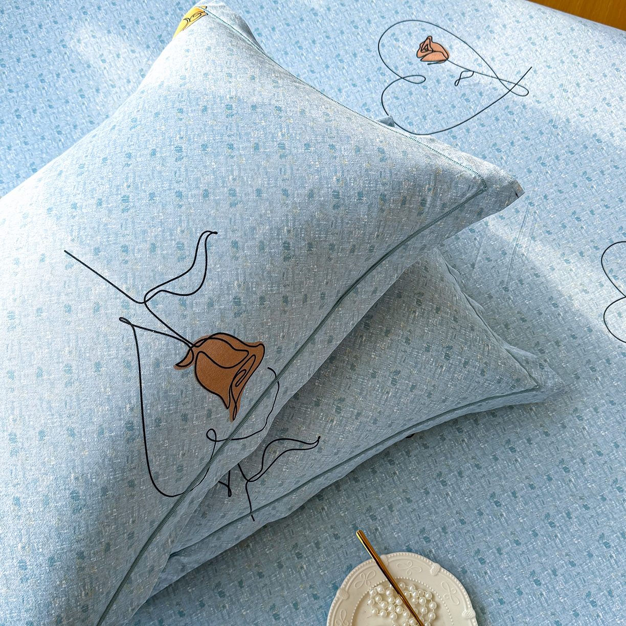 91家纺网 家纺一手货源 找家纺 壹贝家纺 2025新款A类100%全棉纯棉磨毛枕套单枕套枕套单件 小香玉-蓝