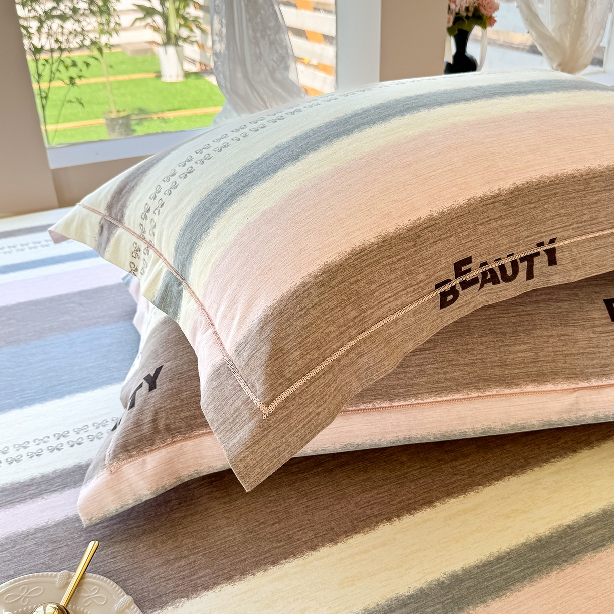 91家纺网 家纺一手货源 找家纺 壹贝家纺 2025新款A类100%全棉纯棉磨毛枕套单枕套枕套单件 信条主义-咖