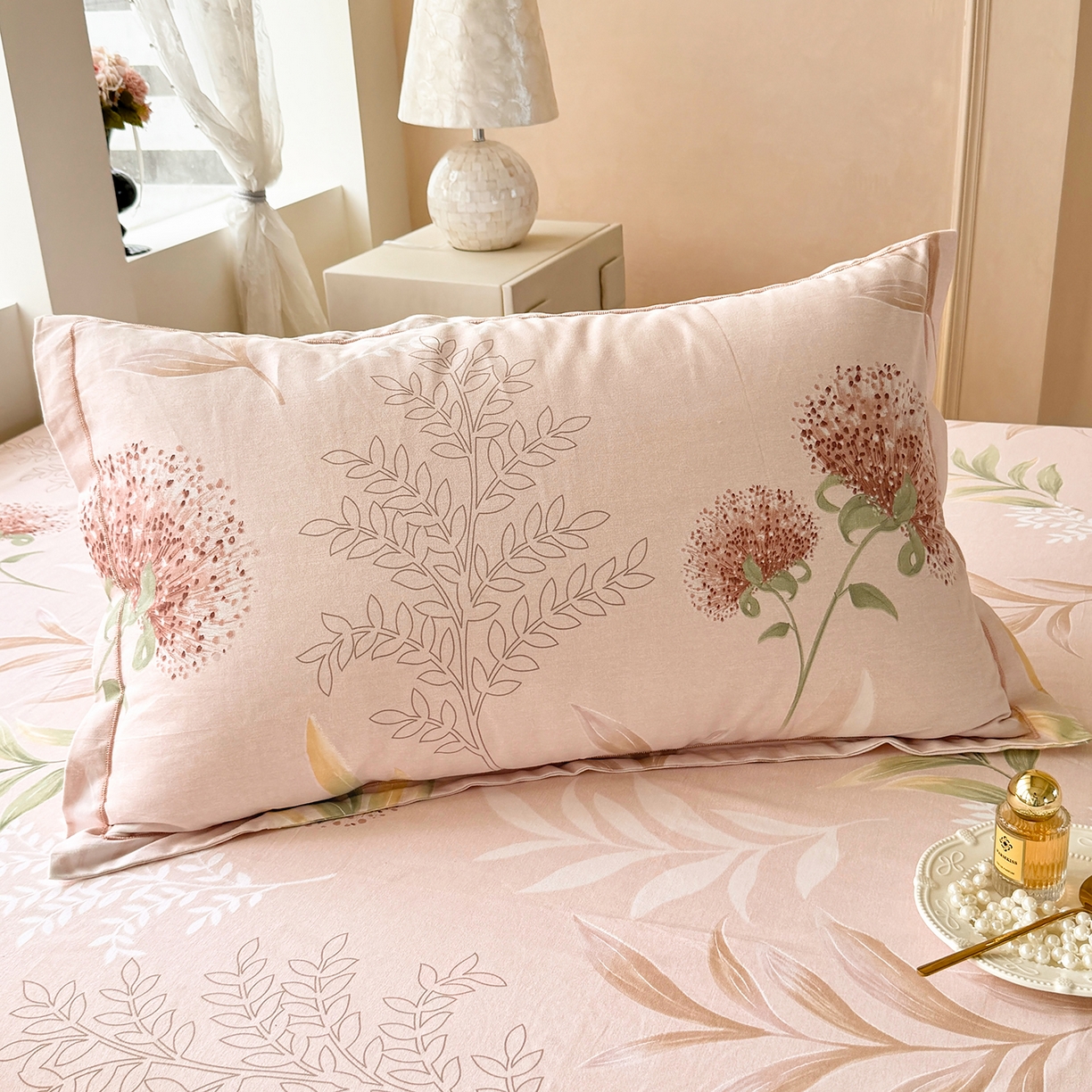 91家纺网 家纺一手货源 找家纺 壹贝家纺 2025新款A类100%全棉纯棉磨毛枕套单枕套枕套单件 和风雅颂-桔