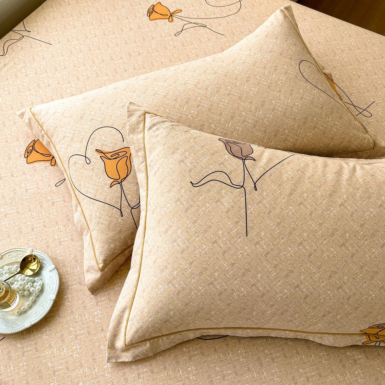 91家纺网 家纺一手货源 找家纺 壹贝家纺 2025新款A类100%全棉纯棉磨毛枕套单枕套枕套单件 小香玉-咖