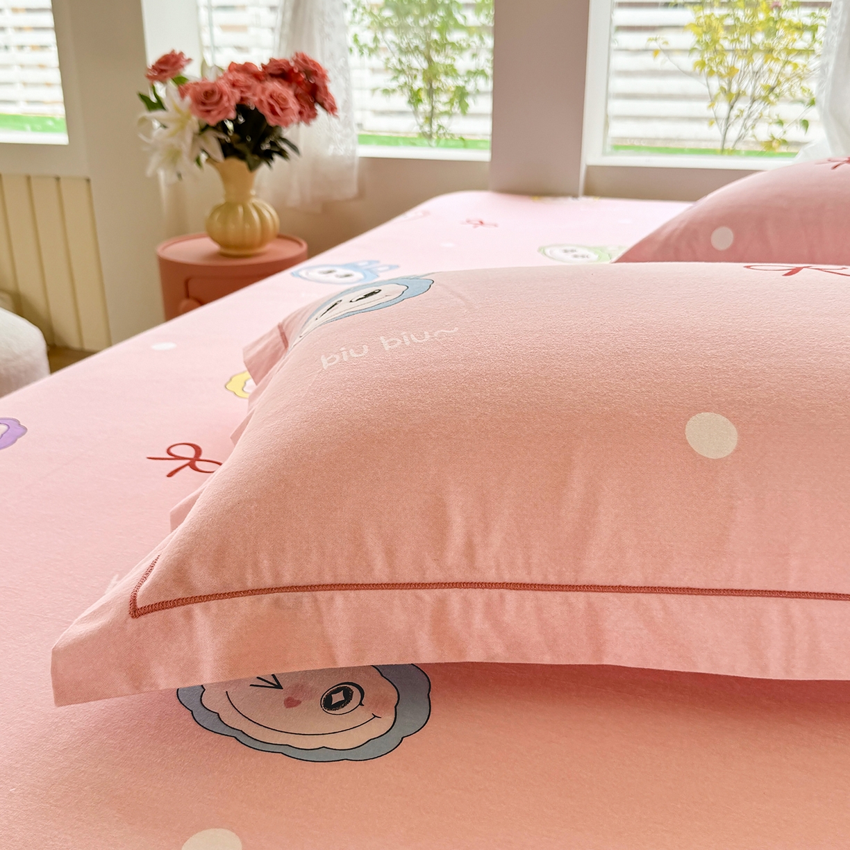 91家纺网 家纺一手货源 找家纺 壹贝家纺 2025新款A类100%全棉纯棉磨毛枕套单枕套枕套单件 拉多-粉