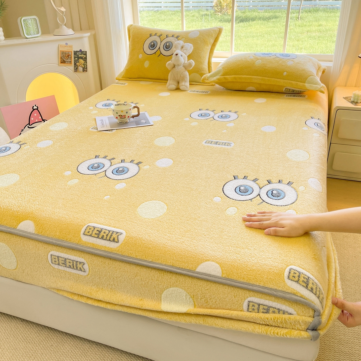 91家纺网 家纺一手货源 找家纺 （总）牵梦萦家纺 2025新款雪花绒立体包边床笠