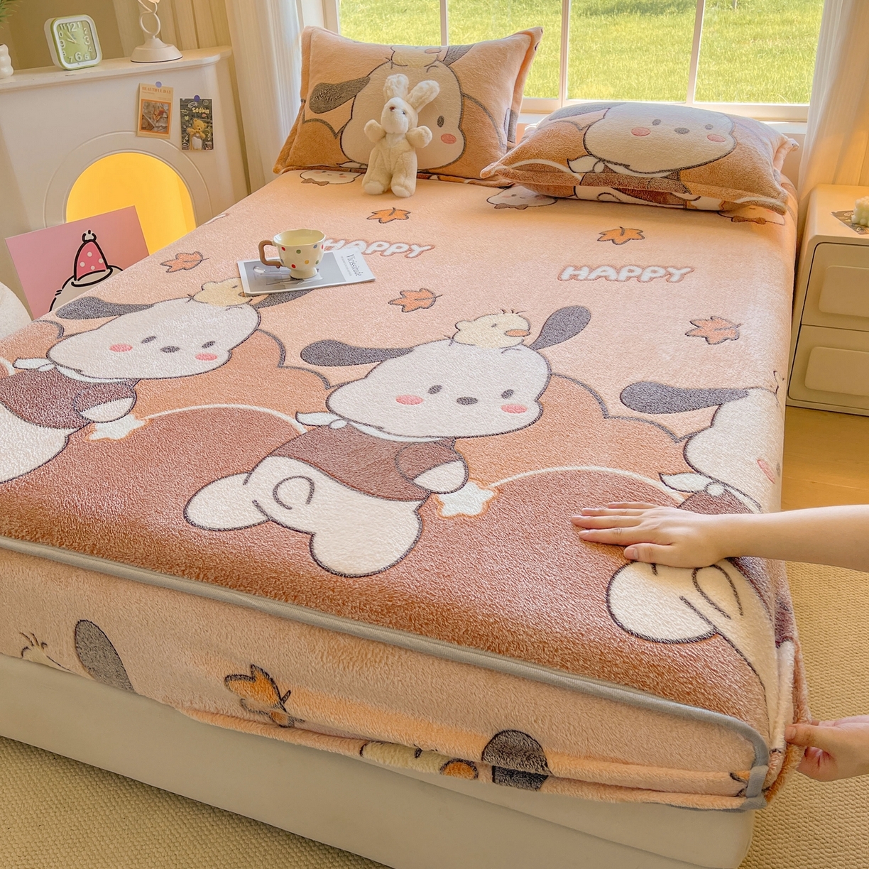 91家纺网 家纺一手货源 找家纺 （总）牵梦萦家纺 2025新款雪花绒立体包边床笠