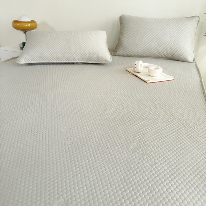 91家纺网 家纺一手货源 找家纺 梵克保罗 2025春夏新款5D席豆豆床裙款凉席席子 北欧-金