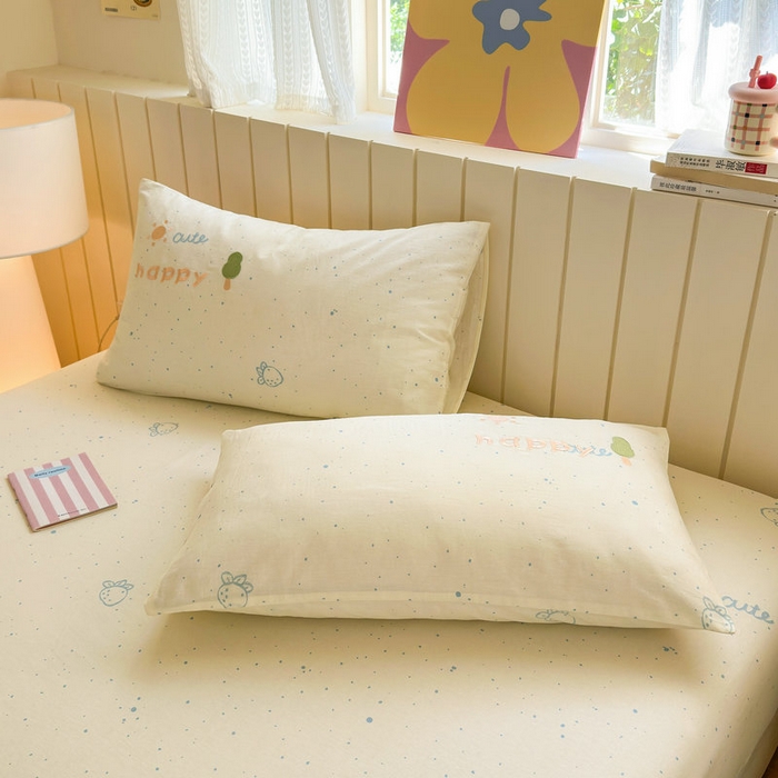 91家纺网 家纺一手货源 找家纺 娜娜 2025新款60支全棉贴布绣床笠 快乐小象