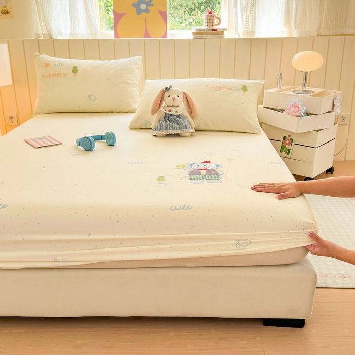 91家纺网 家纺一手货源 找家纺 娜娜 2025新款60支全棉贴布绣床笠 快乐小象