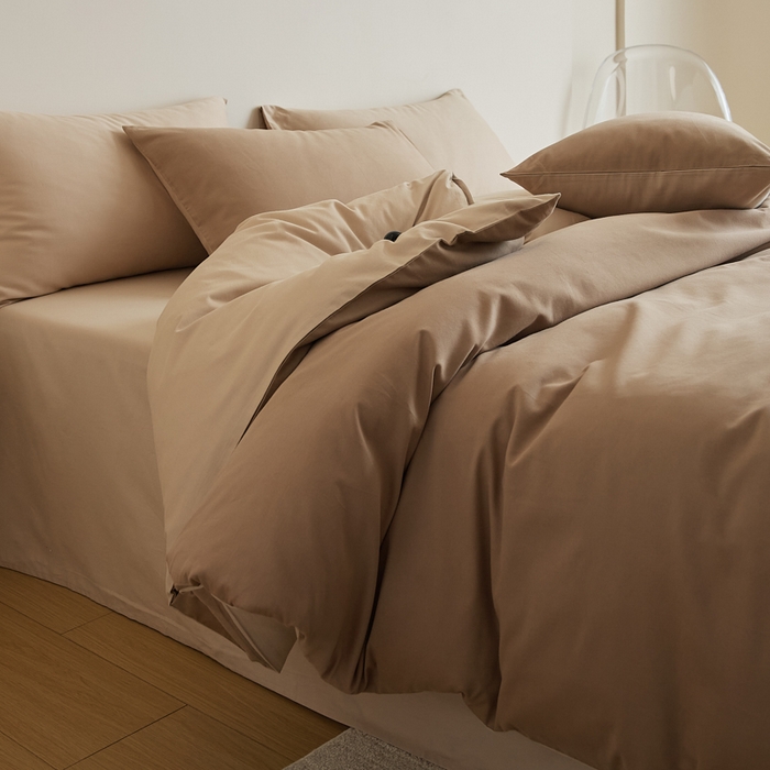 91家纺网 家纺一手货源 找家纺 眷恋家纺 2025新款A类全棉贡缎磨毛双拼色四件套 莫百草