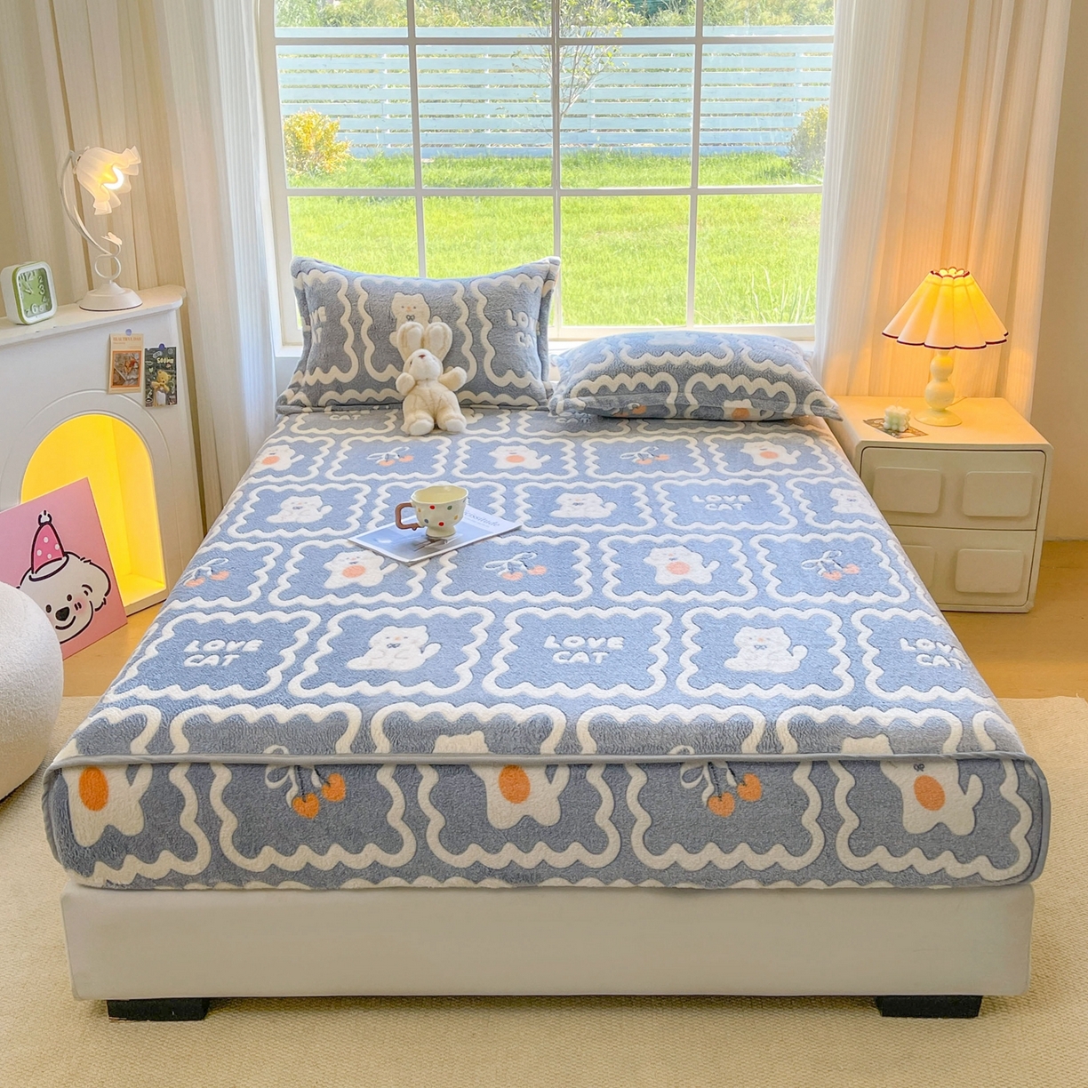 91家纺网 家纺一手货源 找家纺 （总）牵梦萦家纺 2025新款雪花绒立体包边床笠