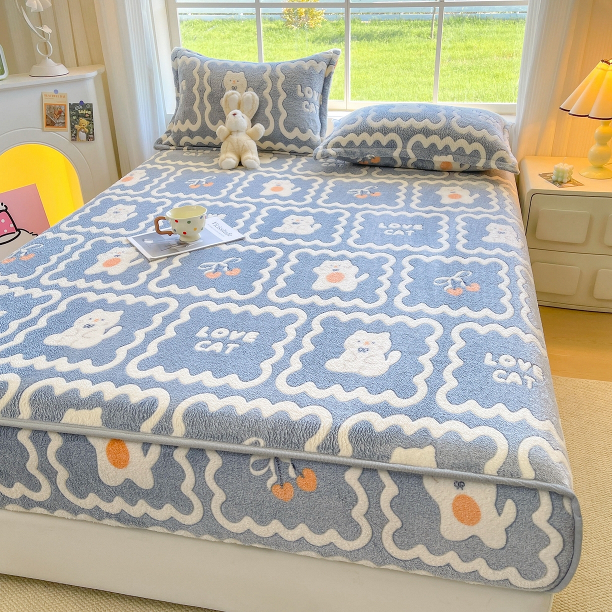 91家纺网 家纺一手货源 找家纺 （总）牵梦萦家纺 2025新款雪花绒立体包边床笠