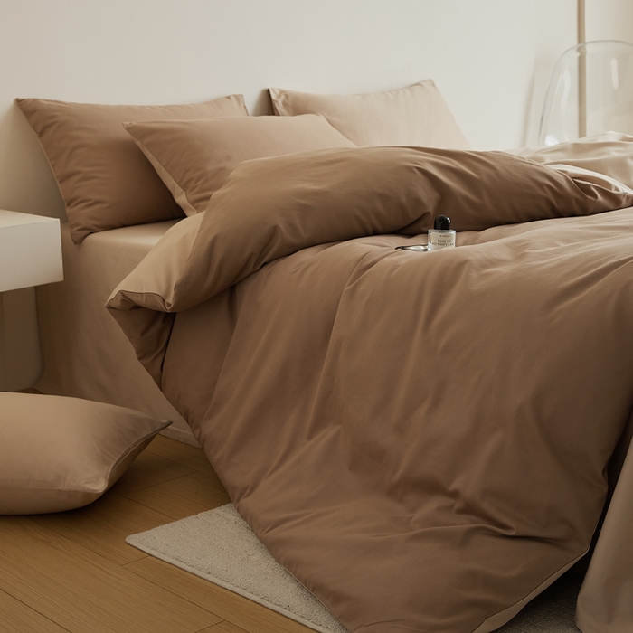 91家纺网 家纺一手货源 找家纺 眷恋家纺 2025新款A类全棉贡缎磨毛双拼色四件套 莫百草