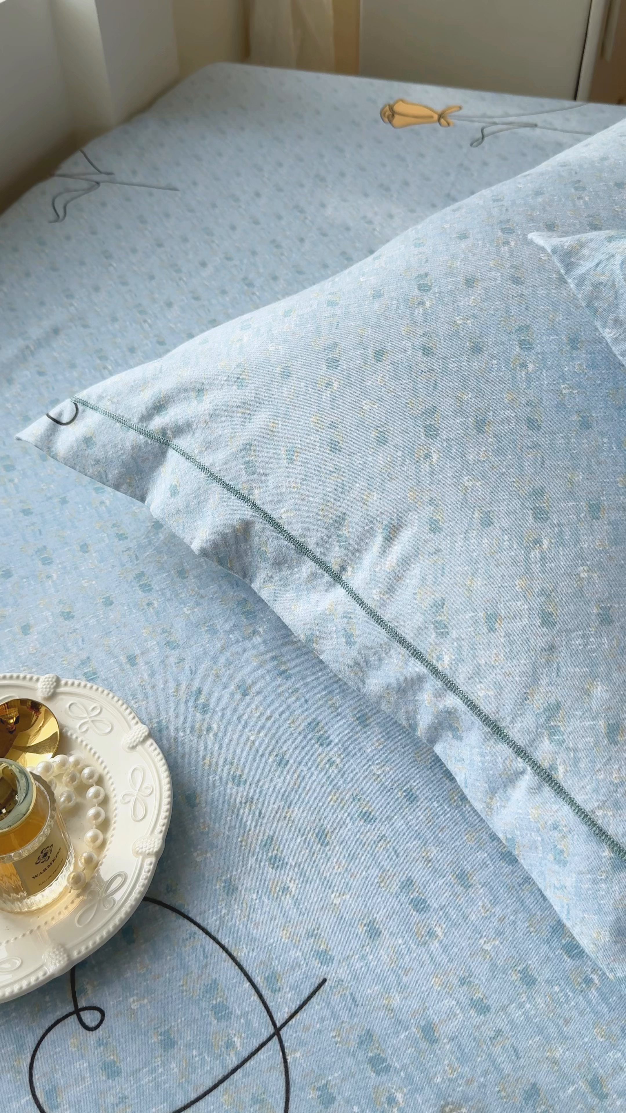 91家纺网 家纺一手货源 找家纺 壹贝家纺 2025新款A类100%全棉纯棉磨毛枕套单枕套枕套单件 小香玉-蓝