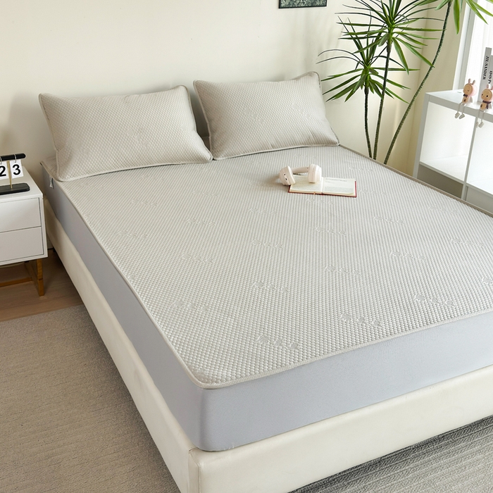 91家纺网 家纺一手货源 找家纺 梵克保罗 2025春夏新款5D席豆豆床笠款凉席席子 简约-金