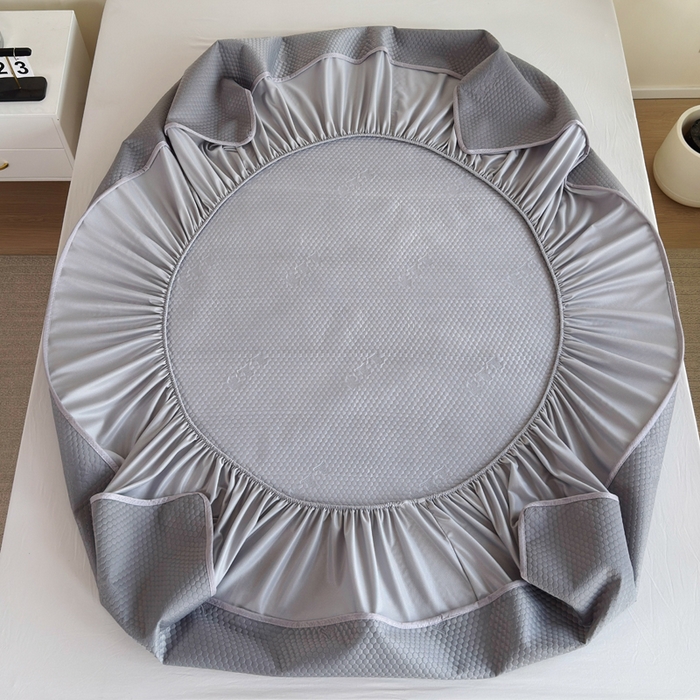 91家纺网 家纺一手货源 找家纺 梵克保罗 2025春夏新款5D席豆豆床笠款凉席席子 简约-灰