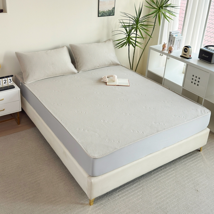 91家纺网 家纺一手货源 找家纺 梵克保罗 2025春夏新款5D席豆豆床笠款凉席席子 简约-金