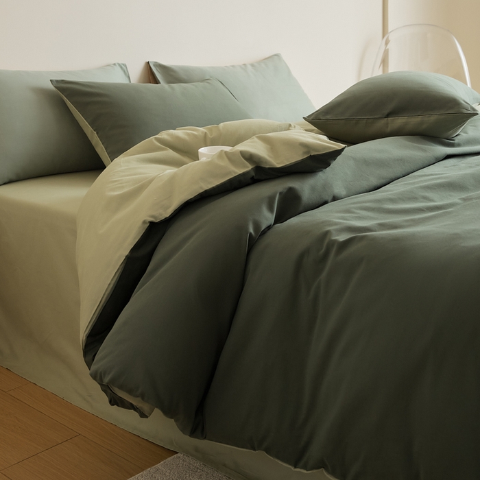 91家纺网 家纺一手货源 找家纺 眷恋家纺 2025新款A类全棉贡缎磨毛双拼色四件套 木森