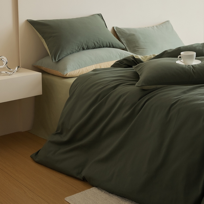 91家纺网 家纺一手货源 找家纺 眷恋家纺 2025新款A类全棉贡缎磨毛双拼色四件套 木森