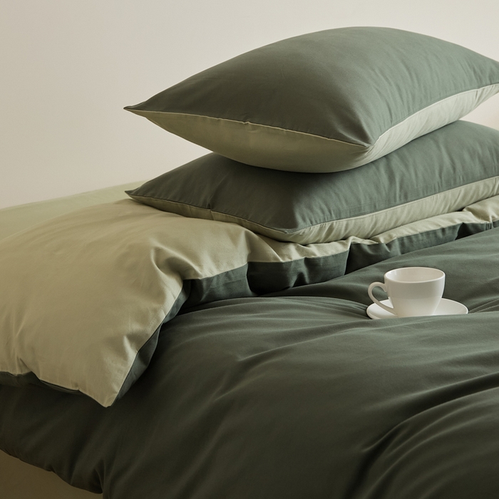 91家纺网 家纺一手货源 找家纺 眷恋家纺 2025新款A类全棉贡缎磨毛双拼色四件套 木森