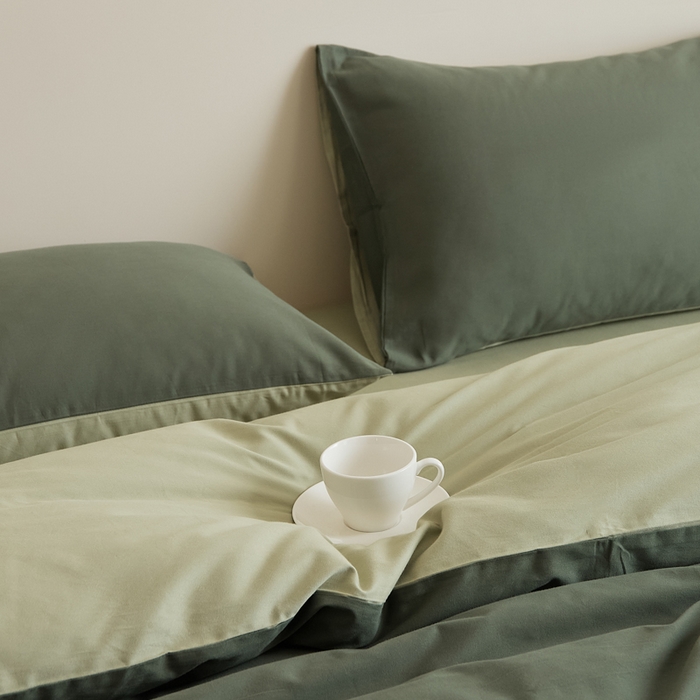 91家纺网 家纺一手货源 找家纺 眷恋家纺 2025新款A类全棉贡缎磨毛双拼色四件套 木森