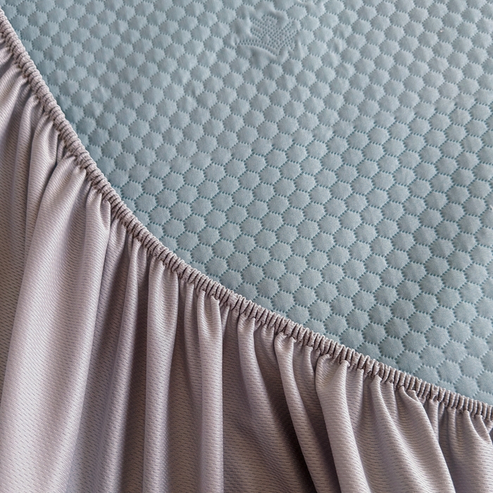 91家纺网 家纺一手货源 找家纺 梵克保罗 2025春夏新款5D席豆豆床笠款凉席席子 简约-蓝