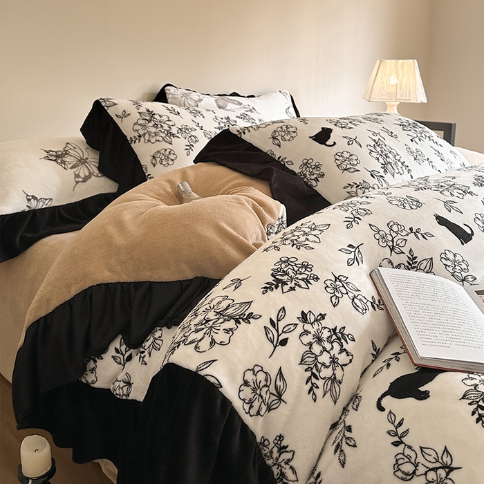 91家纺网 家纺一手货源 找家纺 （总）安哆啦家纺 2025新款法式赫本风牛奶绒四件套