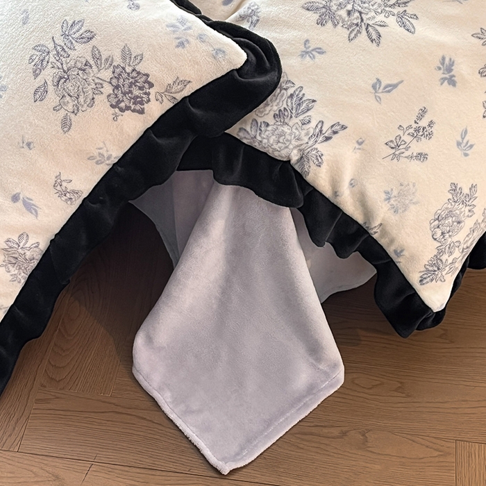 91家纺网 家纺一手货源 找家纺 安哆啦家纺 2025新款法式赫本风牛奶绒四件套 法式-兰絮语