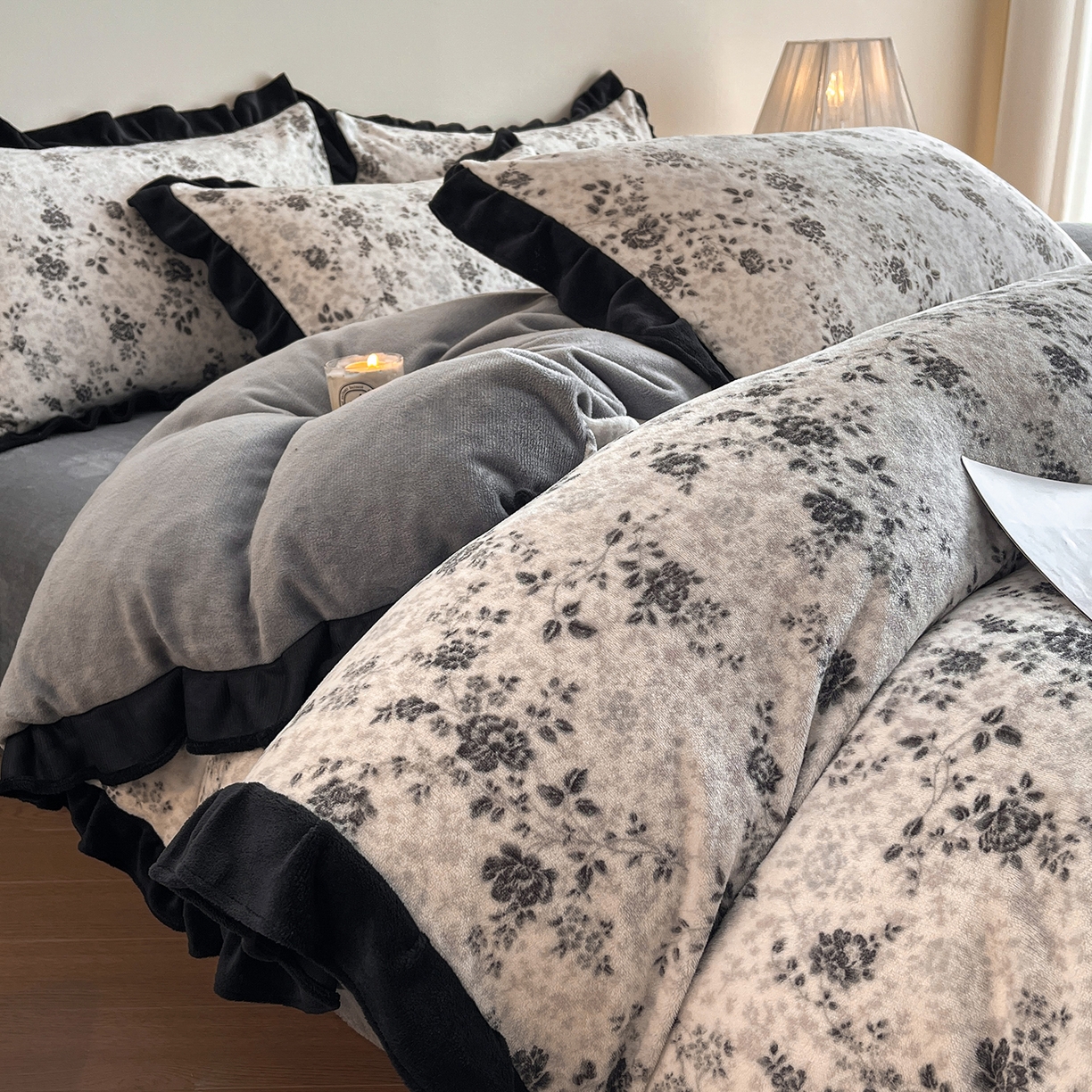 安哆啦家纺 2025新款法式赫本风牛奶绒四件套 法式-星河入梦